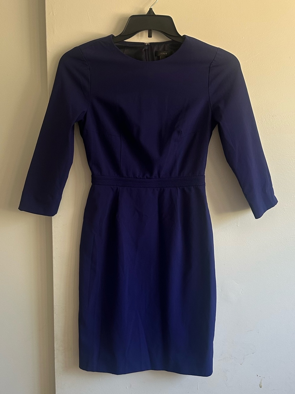 J. Crew Deep Navy 3/4 Sleeve Sheath Dress Wool Blend